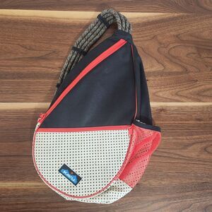 Kavu Crossbody Rope Sling Hiking Bag Backpack Purse Red Black Polka Dot